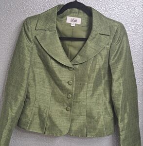 Vintage Le Suit Textured Lime Green Jacket    Size 4